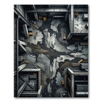 Industrial Cracked Concrete Grunge Flooring Rug
