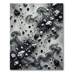 Monochrome Abstract Smoke and Stone Art Rug