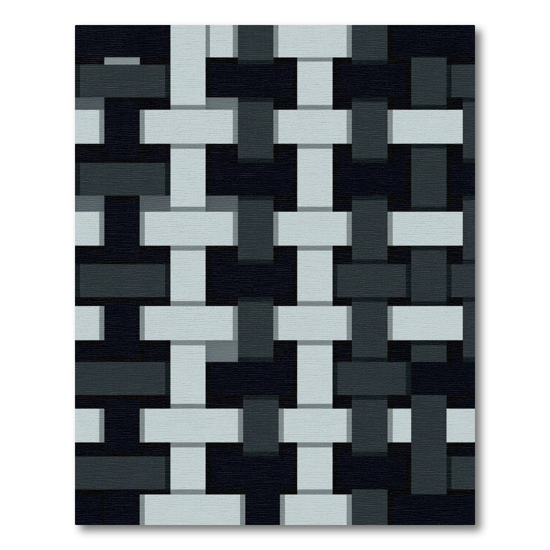 Modern Black and Light Gray Weave Rug