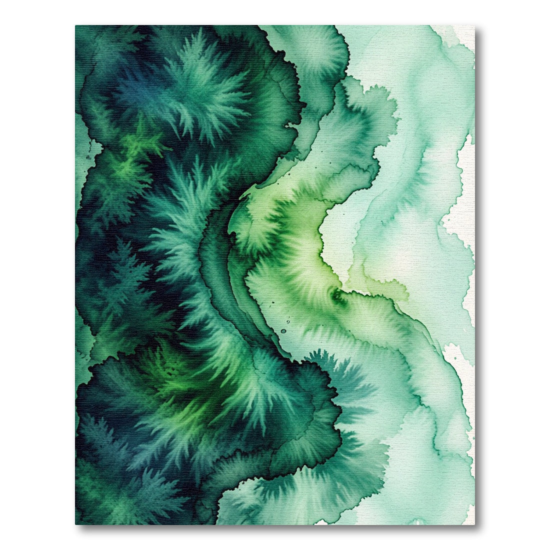 Emerald Forest Abstract watercolor waves Rug