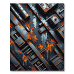 Industrial Grungy Metal Abstract Rug