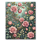 Elegant Pastel Pink Rose Garden Mural Rug