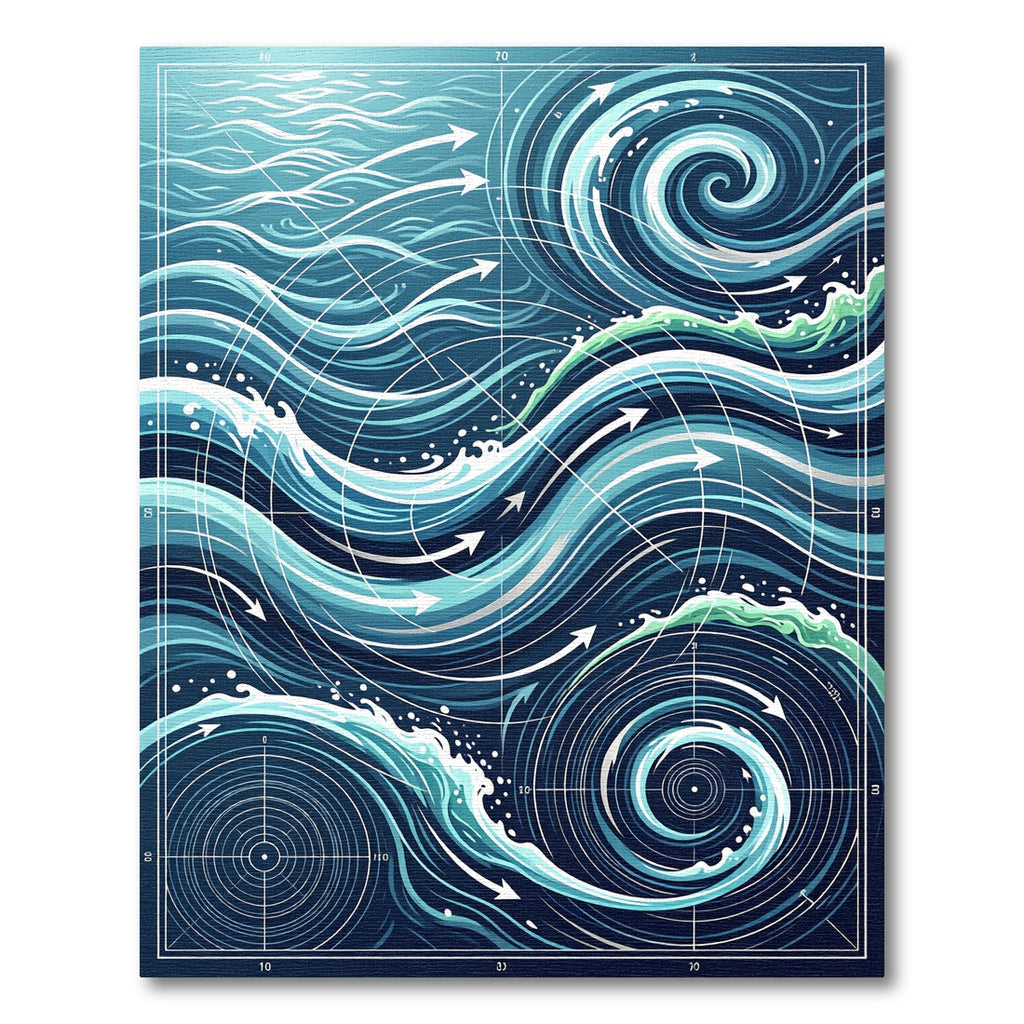 Abstract Navy Flowing Currents Swirl Rug