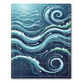 Abstract Navy Flowing Currents Swirl Rug