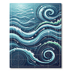 Abstract Navy Flowing Currents Swirl Rug
