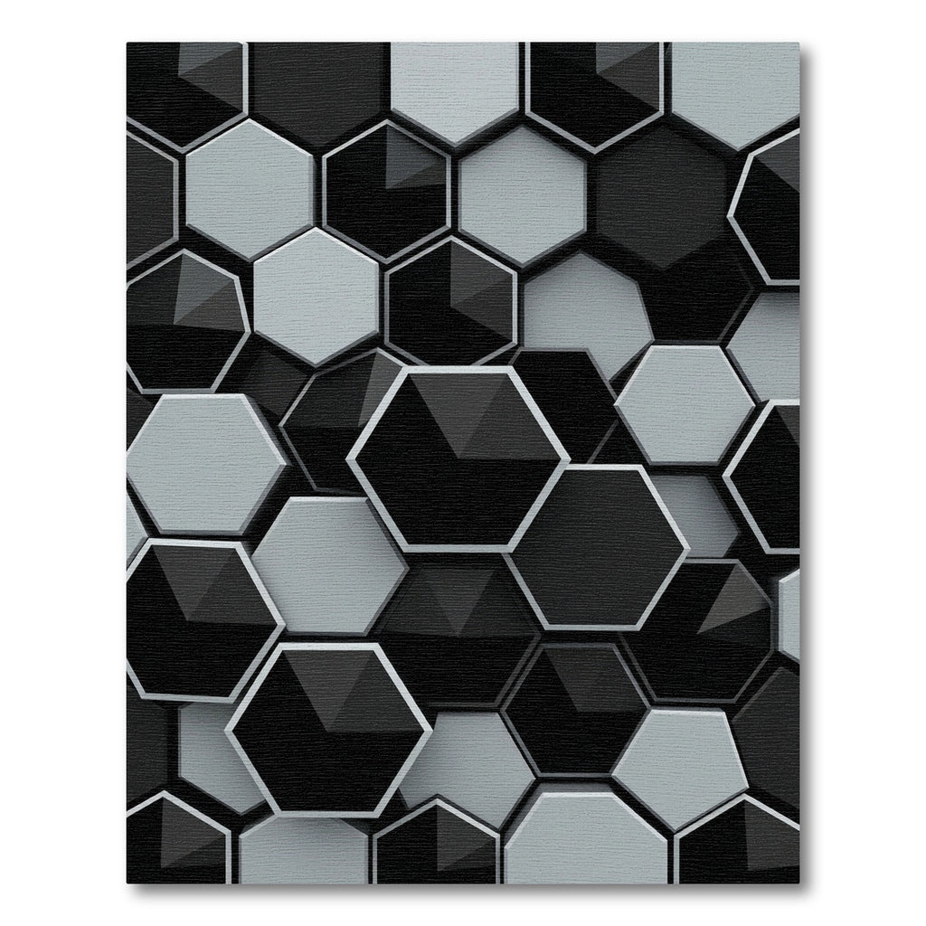 Hexagonal Black White Geometric Depth Rug