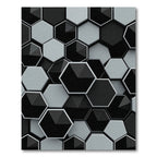 Hexagonal Black White Geometric Depth Rug