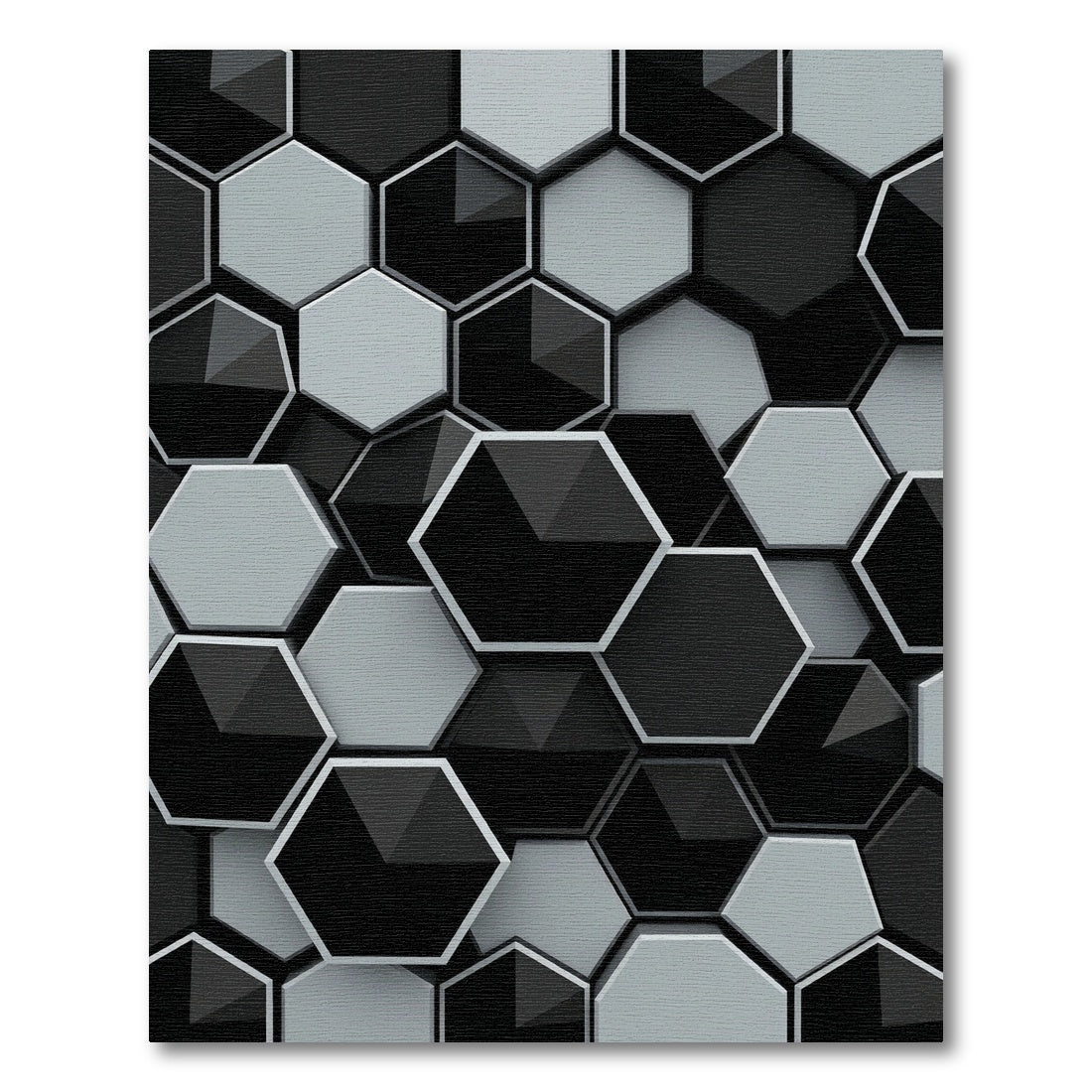 Hexagonal Black White Geometric Depth Rug