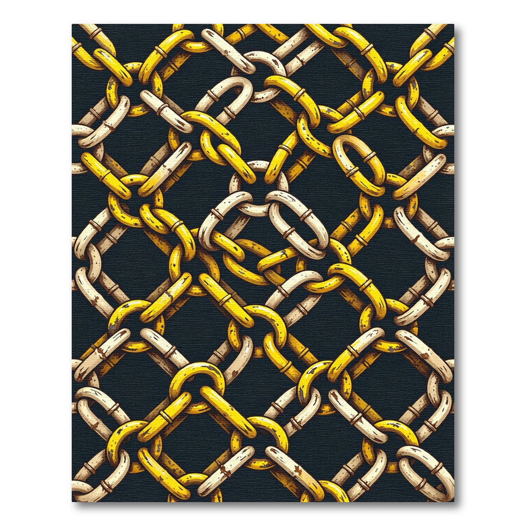 Interlocking Gold and Cream Chain Link Rug