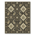 Ornate Black Gold Paisley Fish Square Rug