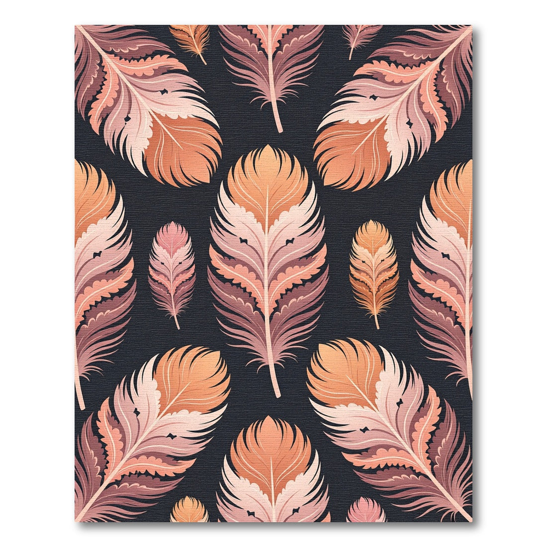 Elegant Peach Feather Plumage Art Rug
