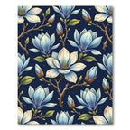 Navy Blue Floral Branch Magnolia Rug
