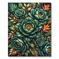 Emerald Lush Tropical Floral Burst Rug