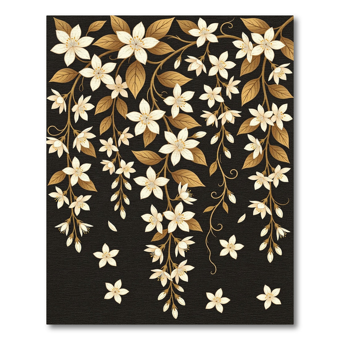 Elegant Golden Jasmine Floral Vines Rug