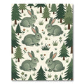 Forest Green Woodland Rabbit Foliage Rug