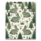 Forest Green Woodland Rabbit Foliage Rug
