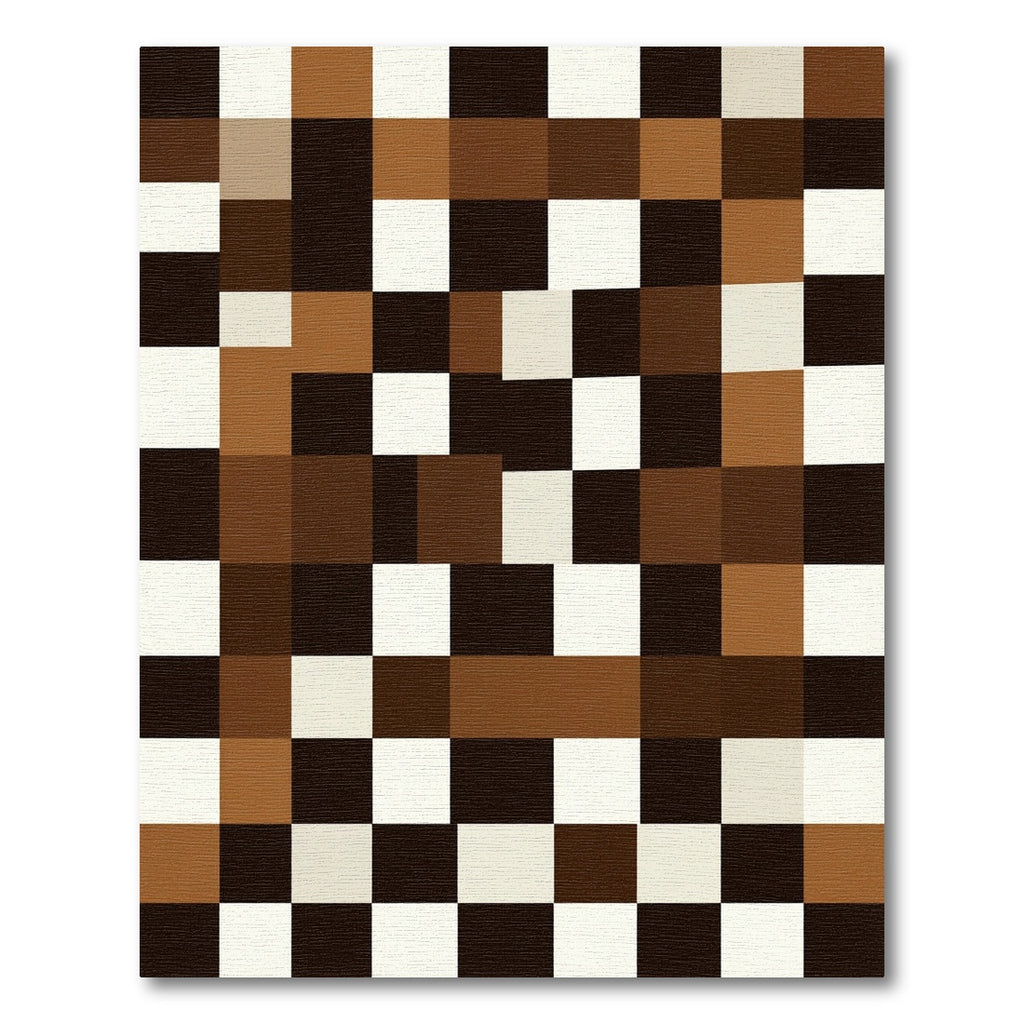 Earthy Brown White Checkerboard squares Rug