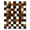 Earthy Brown White Checkerboard squares Rug