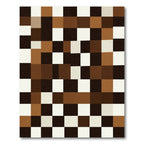 Earthy Brown White Checkerboard squares Rug