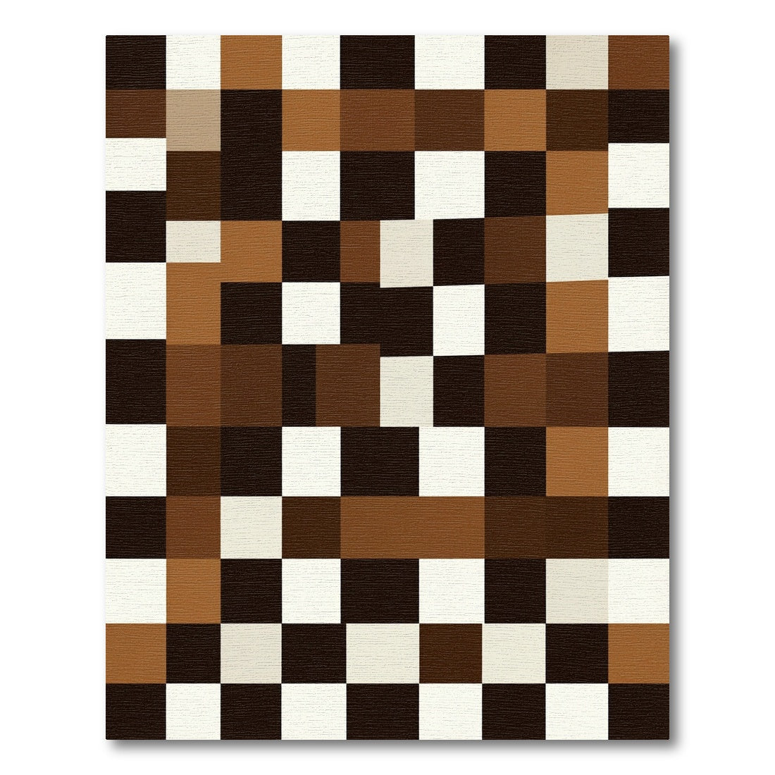 Earthy Brown White Checkerboard squares Rug