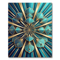Art Deco Teal Gold Fan Radiance Rug