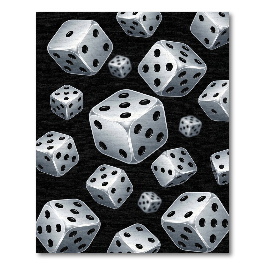 Silver Floating Dice Geometric Monochrome Rug
