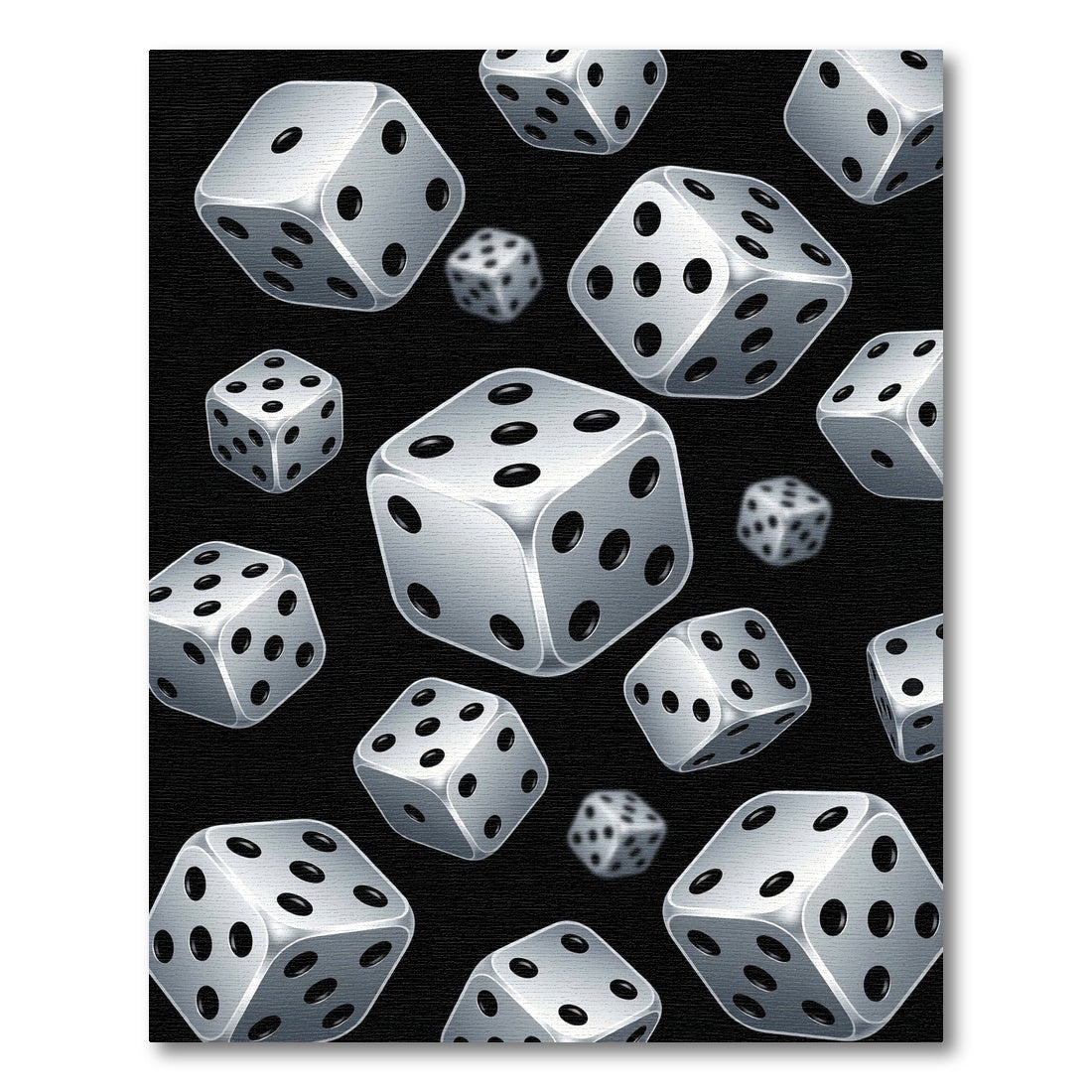 Silver Floating Dice Geometric Monochrome Rug