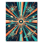 Retro Atomic Starburst Planet Rug
