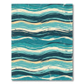 Abstract Teal Waves Retro Ocean Tide Rug