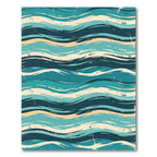 Abstract Teal Waves Retro Ocean Tide Rug