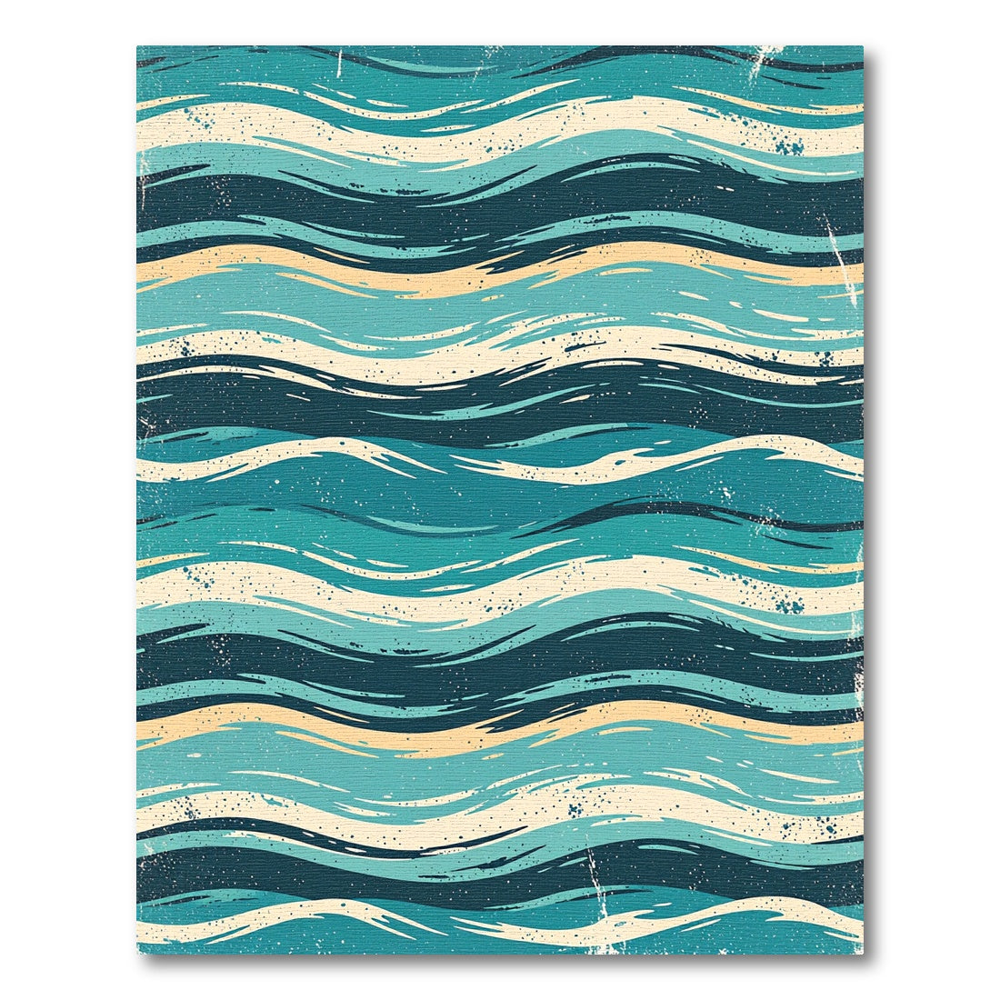 Abstract Teal Waves Retro Ocean Tide Rug