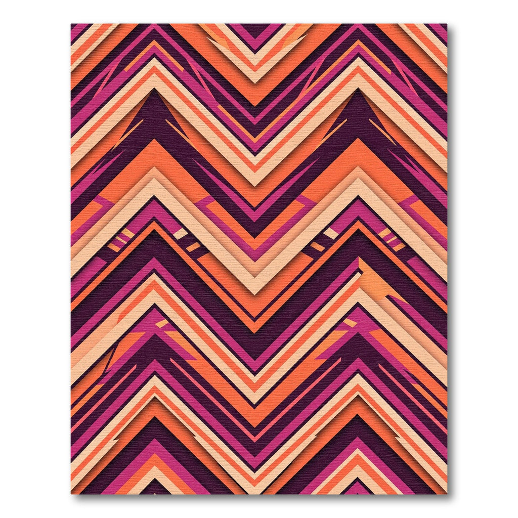 Bold Burgundy Orange Chevron Layers Rug