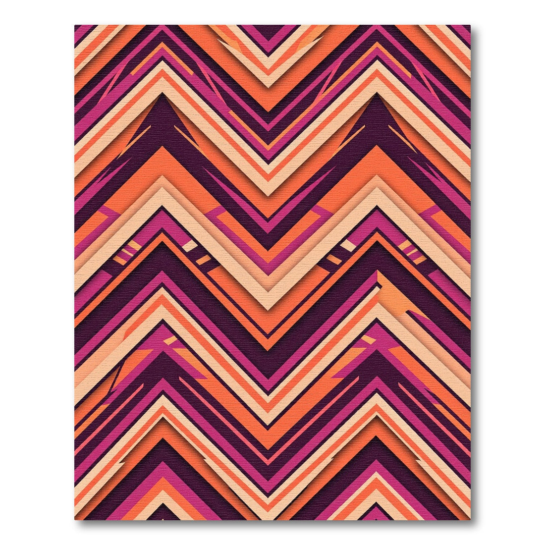 Bold Burgundy Orange Chevron Layers Rug