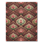 Elegant Coral Floral Damask Scroll Rug
