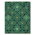 Emerald Geometric Lattice Floral Tile Rug
