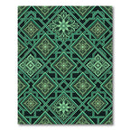 Emerald Geometric Lattice Floral Tile Rug