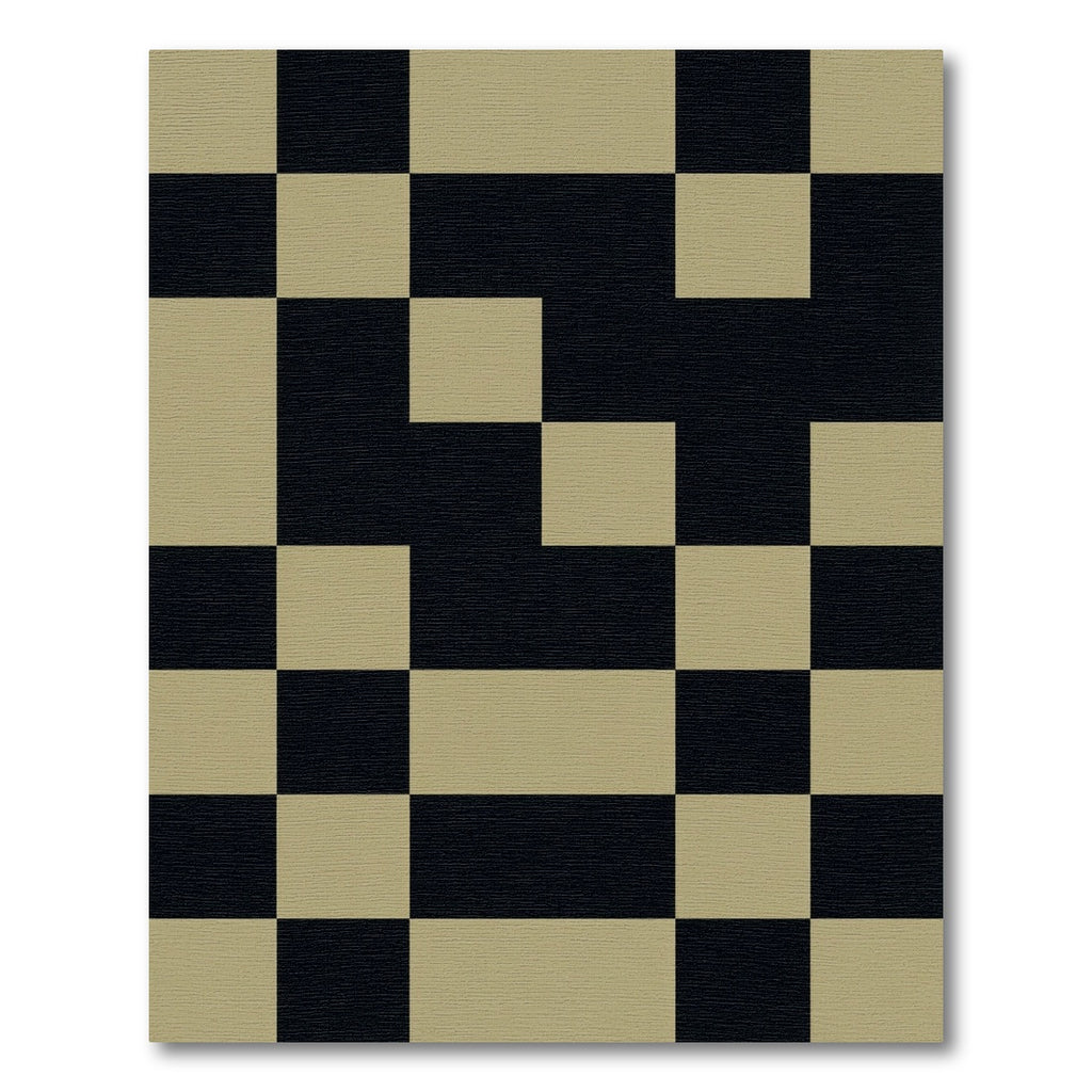 Black Tan Geometric Checkerboard Rug