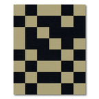 Black Tan Geometric Checkerboard Rug