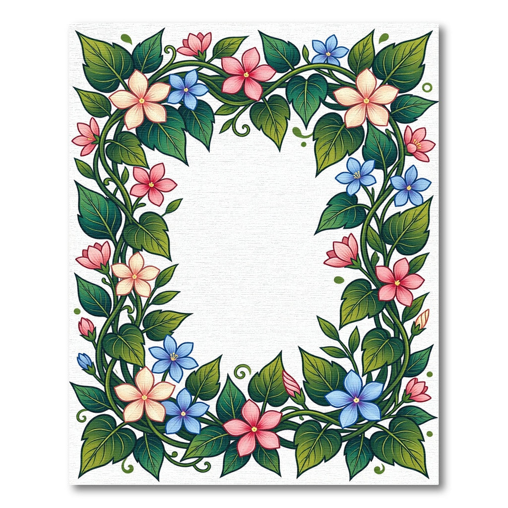 Whimsical Floral Vine Arrangement Rug