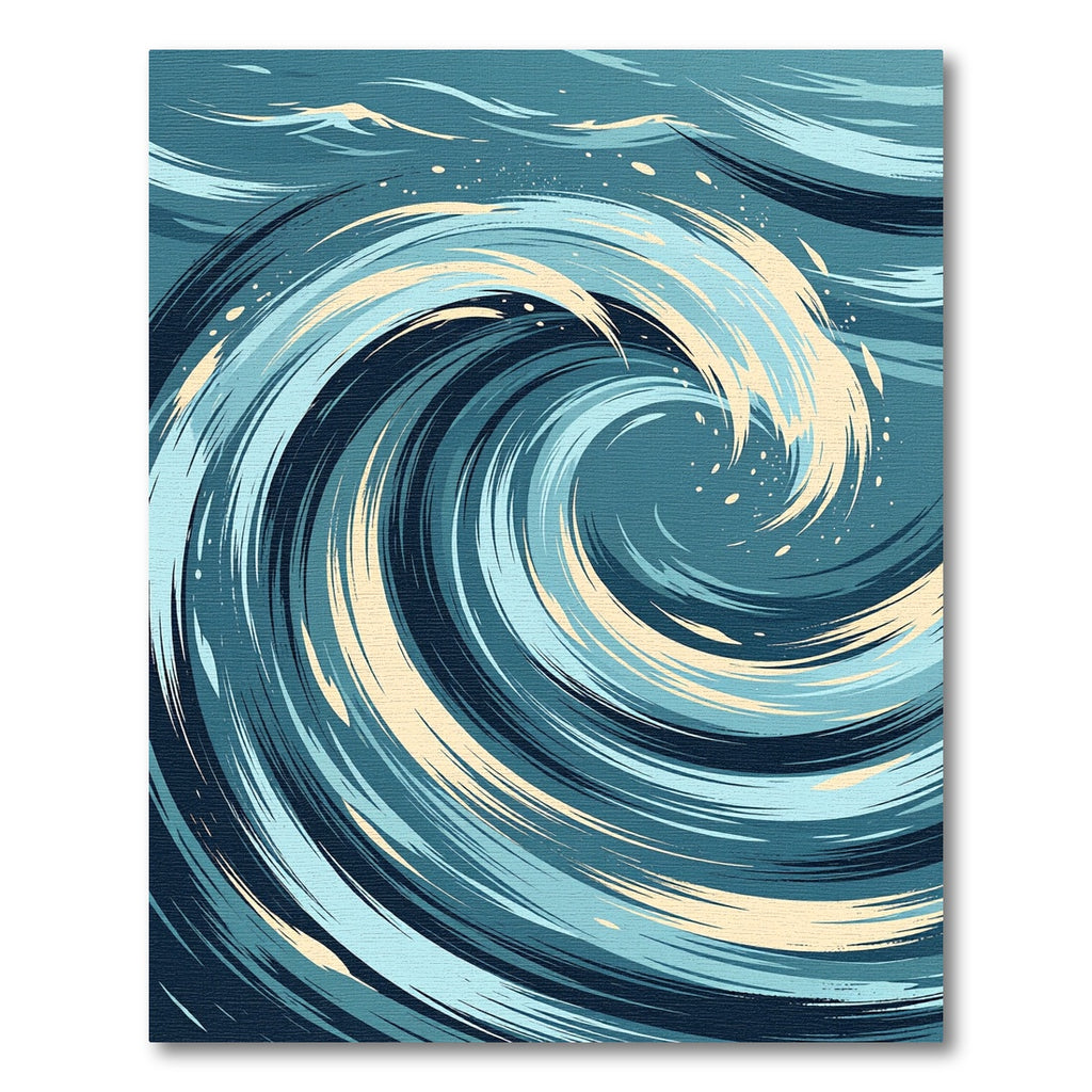 Abstract Deep Blue Swirling Ocean Wave Rug