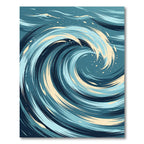 Abstract Deep Blue Swirling Ocean Wave Rug