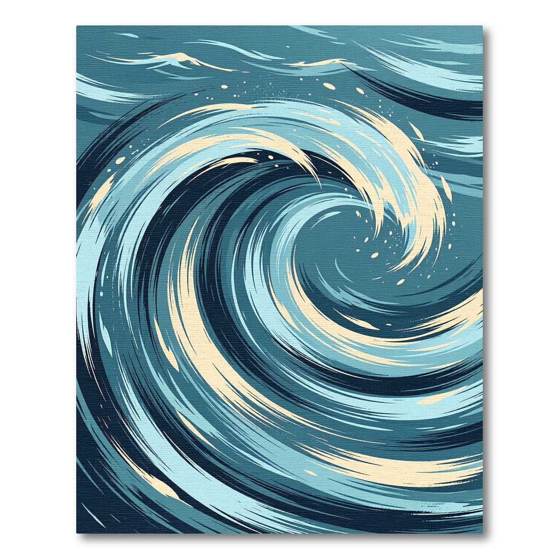 Abstract Deep Blue Swirling Ocean Wave Rug
