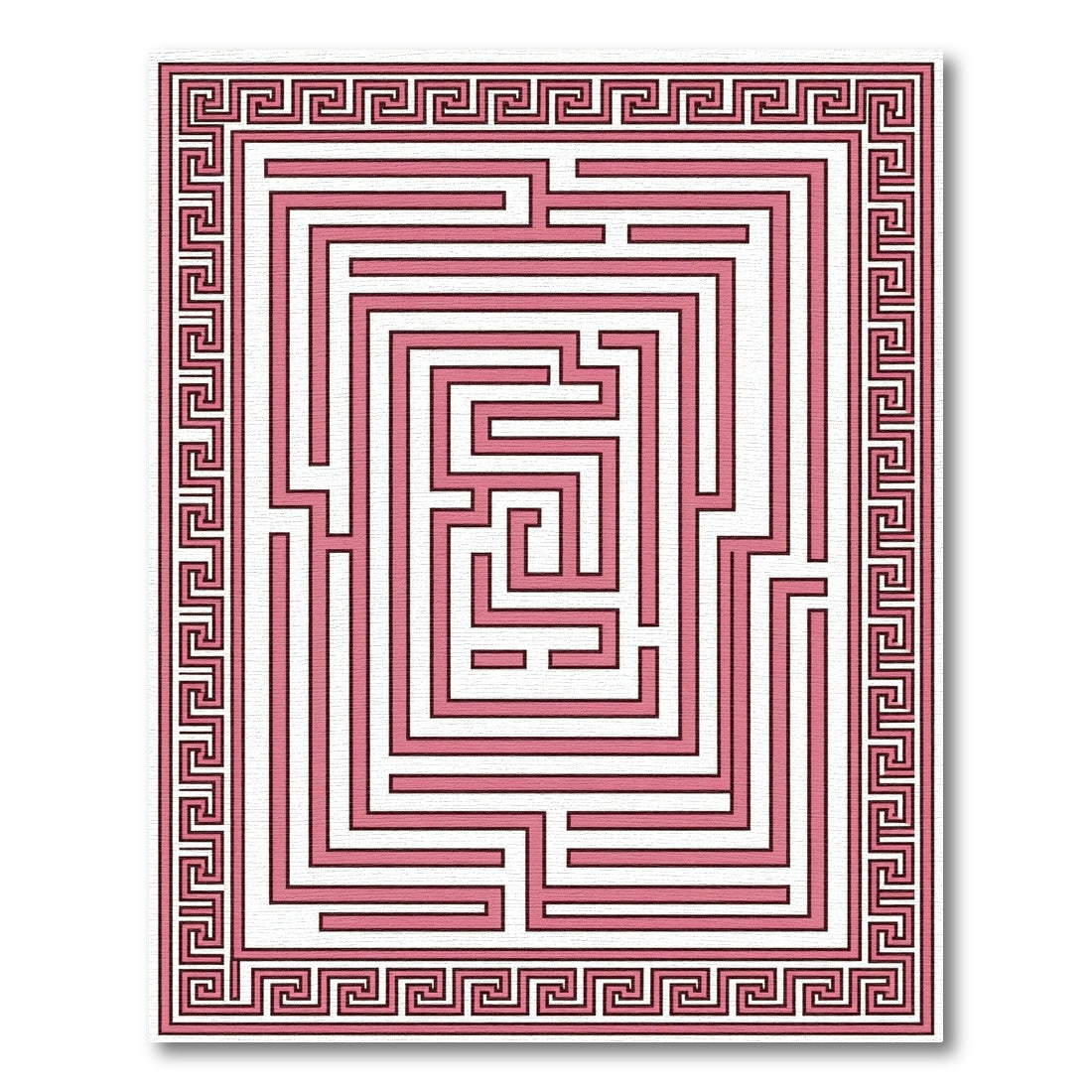 Pink Maze With Greek Key Border Rug