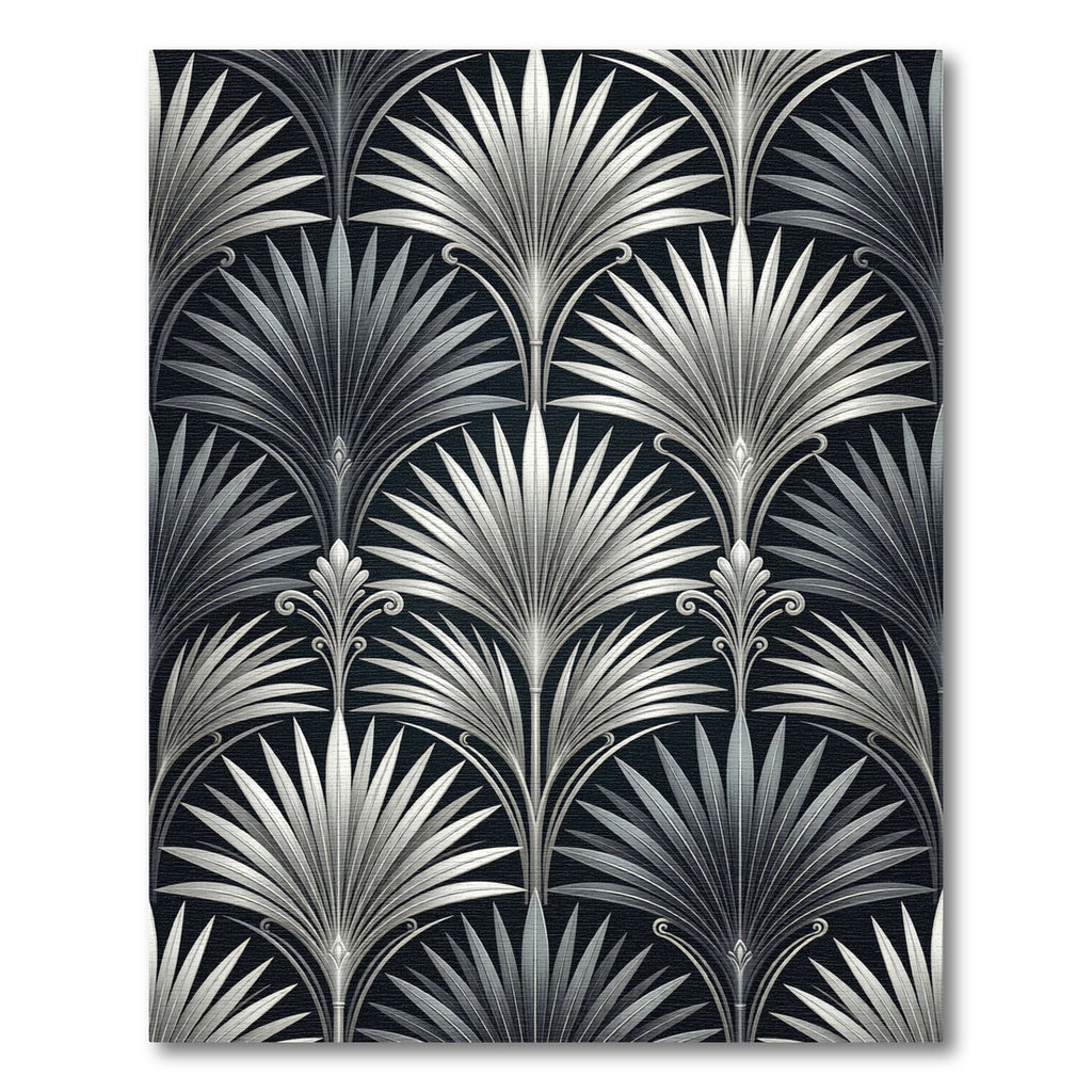 Art Deco Silver Palm Frond Rug