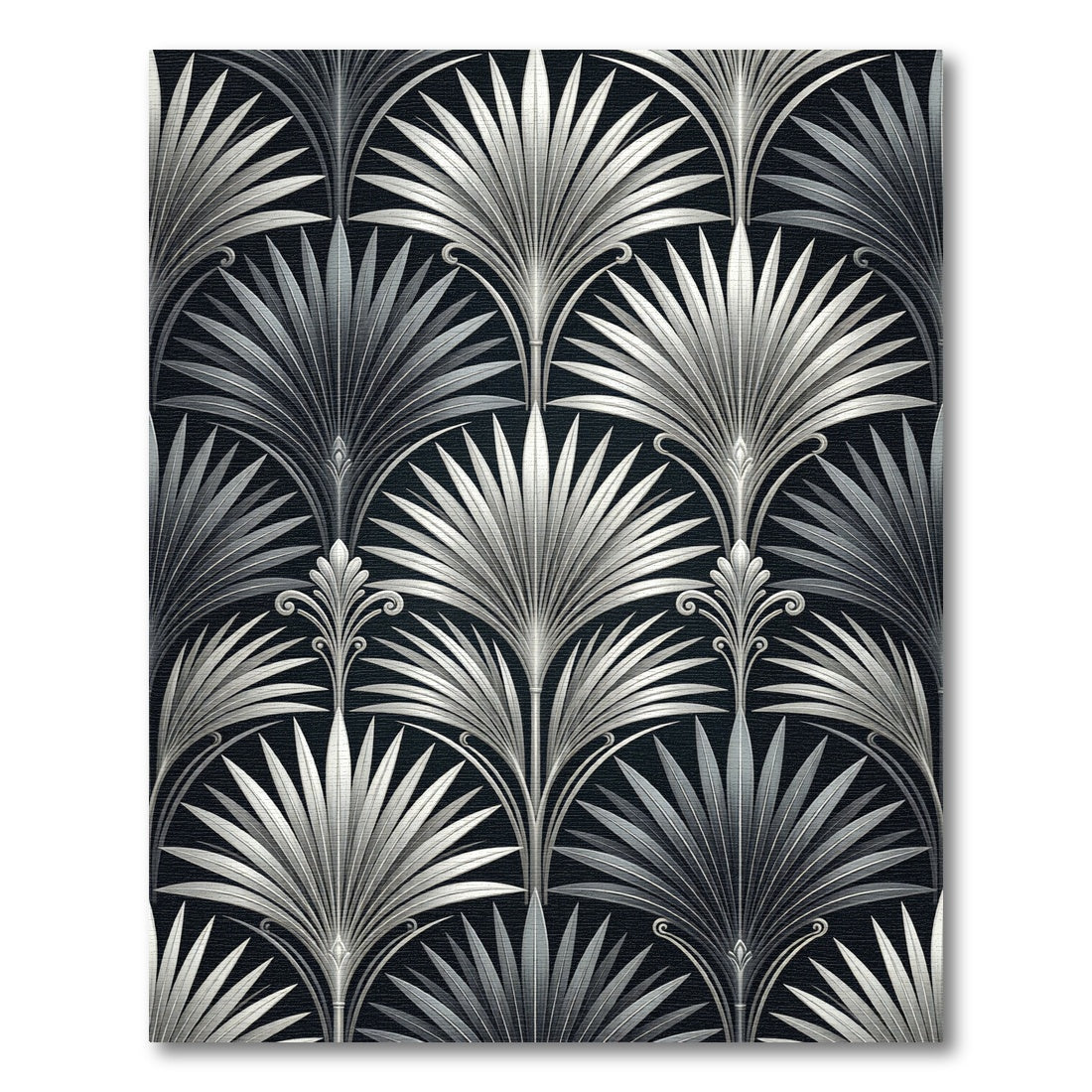 Art Deco Silver Palm Frond Rug