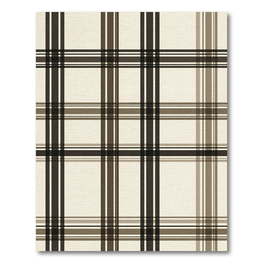 Classic Cream Brown Plaid Grid Rug