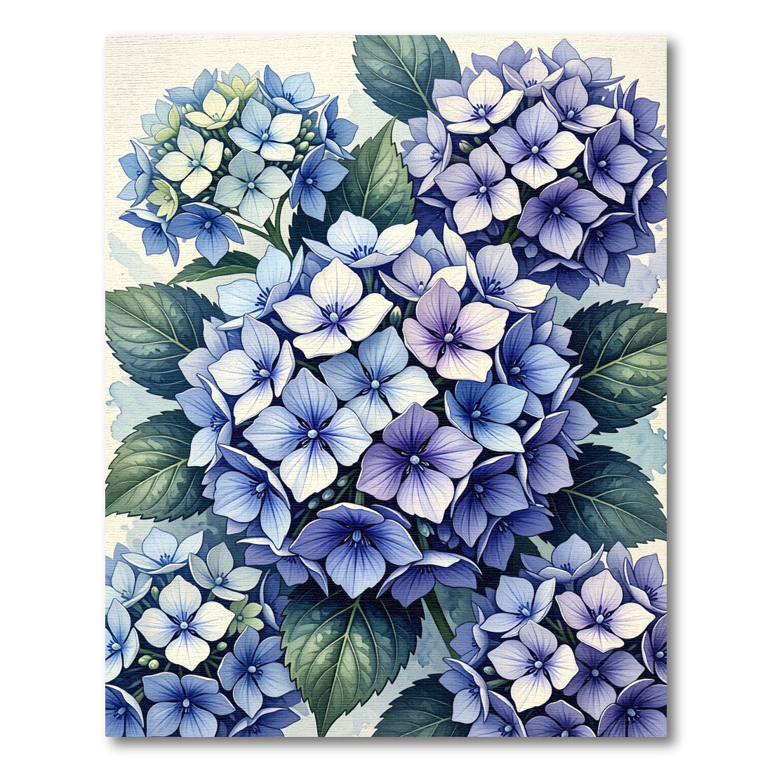 Vintage Blue Hydrangea Floral Branches Rug