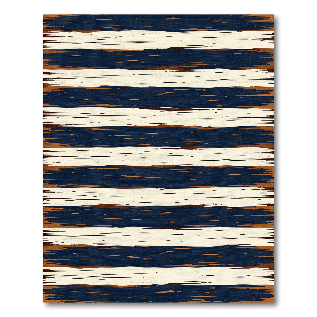 Navy and Cream Distressed Horizontal Stripe Rug