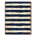 Navy and Cream Distressed Horizontal Stripe Rug