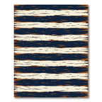 Navy and Cream Distressed Horizontal Stripe Rug